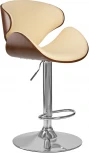 Стул барный DOBRIN KARTER (коричневое дерево, кремовый) 4905-LMZ KARTER, цвет сиденья кремовый, каркаса коричневое основания хром