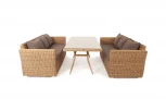 Обеденная группа из искусственного ротанга, цвет соломенный 4SIS Мокко Дабл MDS3S3C2T-5-SET