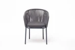 "Бордо" стул плетеный из роупа, каркас алюминий темно-серый (RAL7024) муар, роуп серый 15мм, ткань темно-серая 027 4SIS арт.УТ-00007017