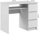 Письменный стол Woodville Мадера СМП 900 правый лдсп белый 520971