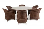 Обеденная группа плетеная, цвет коричневый 4SIS Эспрессо-150 R ECR6T-7-SET brown