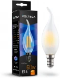 Лампочка светодиодная свеча на ветру белая колба E14 6 Вт 550 lm 2800K теплое желтое свечение Voltega Crystal 7025