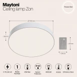Потолочный светильник Zon 4000K 1x45Вт 120° LED Maytoni Technical C032CL-L48W4K