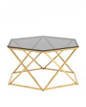 Журнальный столик Stool Group Круз 93*80 стекло smoke сталь золото УТ000036338
