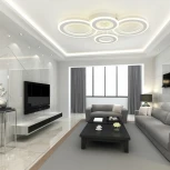 Потолочная люстра светодиодная Natali Kovaltseva Groove LED LAMPS 81196 с пультом ДУ, моб. приложением 140W, белый, LED (регулировка яркости, 220V)