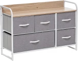 Комод Leset Ноа широкий, Каркас Белый, Светло-серый Leset (Искусственный лен/Светло-серый) арт.2500000183478