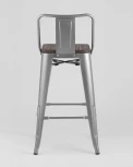 Стул полубарный Stool Group TOLIX WOOD со спинкой серебристый матовый УТ000000842