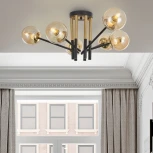 Потолочная люстра на штанге Arte Milano Neapolis-73708 273708/6 BK/GD (220V, шар, молекулы)