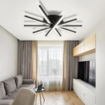 Потолочная люстра Natali Kovaltseva Line LED LAMPS 81174 с пультом ДУ, моб. приложением 120W, черный, LED