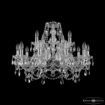 Подвесная люстра Bohemia 1411 1411/10+5/240 Ni (220V, подвески, на цепи, подсвечник, свеча)