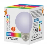 Лампочка светодиодная RGB шар белая E27 3W Volpe LED-G60-3W/RGB/E27/FR/С