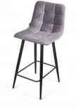 Стул полубарный UNO, бархат светло-серый 26/ чёрный конус Top Concept UNO 74737