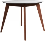 Стол R-Home Лунд круглый д.860 мрамор Бьянко Темный орех