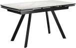 Стол DikLine UK120 Керамика Белый мрамор,подстолье черное,опоры черные