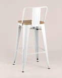 Стул полубарный Stool Group TOLIX WOOD со спинкой белый глянцевый УТ000001190
