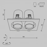 Встраиваемый светильник Hidden 3000K 2x10W 36° LED Maytoni Technical DL045-02-10W3K-B (220V)