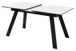 Стол Морис 140 БЕЛЫЙ МРАМОР FC13 CLEAF, ПЛАСТИК / ЧЕРНЫЙ