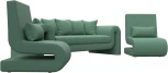 Набор Волна-1 (диван, 2 кресла) (Зеленый/Рогожка) Лига Диванов арт.125325