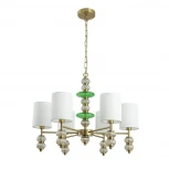 Подвесная люстра со стеклянным декором Lumion Ilmira 8337/6 бронза/белый/зеленый, металл/стекло/текстиль E14 6*40W 220V (на цепи)