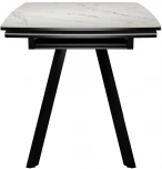 Стол DikLine UK120 Керамика Белый мрамор,подстолье черное,опоры черные