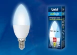 Лампочка светодиодная свеча белая E14 6W 4000K Uniel LED-C37-6W/NW/E14/FR/MB PLM11WH