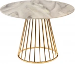 Стол Bradex Home Liverpool диам.100см, керамогранит белый мрамор с золотистыми ножками (FR 0947)