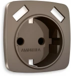 Лицевая панель Ambrella Volt OMEGA (Темная бронза матовый) для электрической розетки с заземлением со шторками 2USB A+A QUANT OP6390