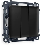 Комплект механизма Ambrella Volt 3-клавишного выключателя ALFA MA805010 Черный матовый QUANT