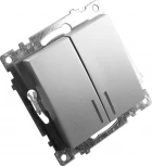 Выключатель двухклавишный с подсветкой (серебро) Stekker Катрин 39579