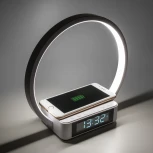 Интерьерная настольная лампа с беспроводным ЗУ Eurosvet Timelight 80505/1 белый (LED, 220V, диммер, сенсорный выключатель, кольцо)