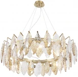 Подвесная люстра Crystal Lux TREVI SP8 BRASS (220V, хрусталь, на цепи, листья)