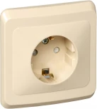 Розетка встраиваемая с заземлением и шторками (кремовый) Systeme Electric Этюд PC16-004K