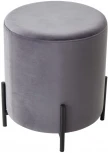 Пуфик для гостиной M-City ФЕЛИКС круглый серый #27, велюр / черный каркас