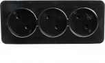 Розетка тройная без заземления (черный) Stekker София 49317