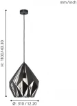 Подвесной светильник Eglo Carlton 1 49255 (220V, на проводе)