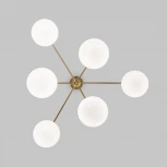 Потолочная люстра Wi-Fi на штанге Eurosvet Marbella 60147/6 латунь (220V, управление смартфоном, голосовое управление, умный дом - Minimir Home, Алиса, Маруся, Салют, шар)