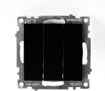 Выключатель трехклавишный (черный) Stekker Катрин 49172