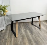 Стол Франк 160 ГРАФИТ, стекло / ДУБ ГАЛИФАКС-ЧЕРНЫЙ
