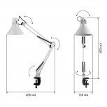 Офисная настольная лампа на струбцине Эра N-121-E27-40W-W (220V, выключатель)