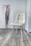 Стул CHILLI SQUARE HK017-01 светло-бежевый, PU/ белый каркас