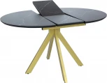 Стол Bradex Home Rudolf круглый раскладной 100-130x100x75см, черный керамогранит, матовое золото (RF 0641)