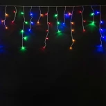 Гирлянда Бахрома на Батарейках с Таймером 3 х 0,5 м Разноцветная, 100 LED, Провод Прозрачный Силикон, IP65