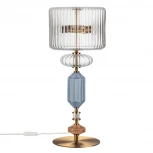 Настольная лампа с выключателем Odeon Light Terra 5414/2TA античная бронза/терракот/синий/металл/керамика E14 2*40W