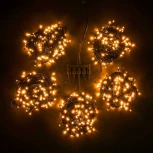 Комплект 5 Желтых Нитей по 20м, 1000 LED, Провод Черный ПВХ, IP54