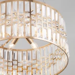 Подвесная люстра Wi-Fi Eurosvet Lory 10125/5 золото/прозрачный хрусталь Strotskis Smart (10116/5) (220V, управление смартфоном, голосовое управление, умный дом - Minimir Home, на тросе, круглые)