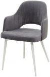 Стул FANTINE-LA СЕРЫЙ #27, велюр/ белый каркас