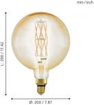 Лампочка светодиодная филаментная шар прозрачная,желтая E27 8W 806 lm 2100K Eglo Lm_led_e27 11687