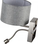 Бра на гибкой ножке для чтения Lumion Nikki 8251/2W никель/серый, металл/текстиль Е14 40W + LED 3W 4000K 220V (выключатель)