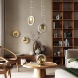 Подвесной светильник Odeon Light Saturn 5443/1 сатинированн.латунь/беж./металл/полирезин/стекло 1*G9 LED*6W