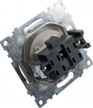 Розетка с заземлением и шторками (серебро) Stekker Катрин 39582